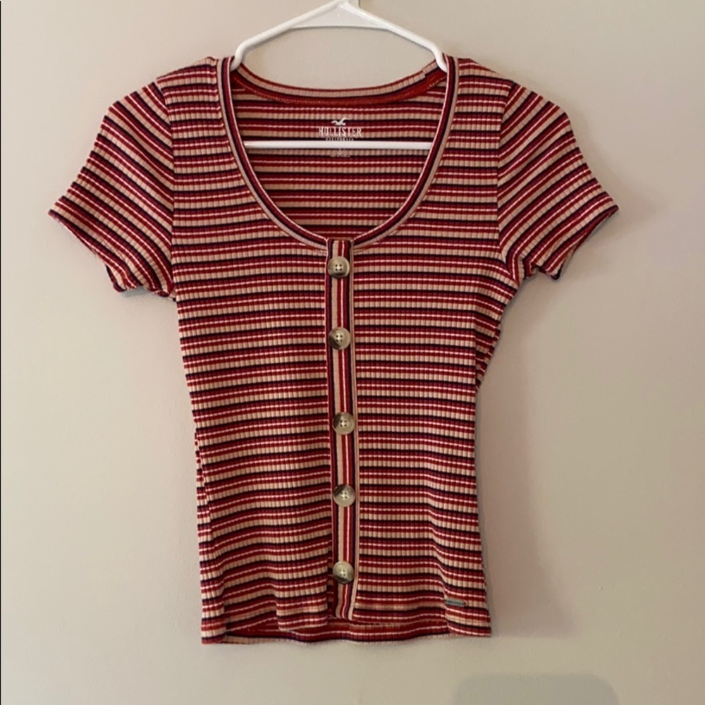 Hollister striped button short sleeve